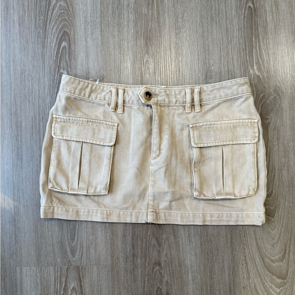 Khaki Jean Mini Skirt